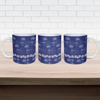Blue Hawaii Palm Tree Hibiscus Ceramic Mug Fantasy Summer Vibe LT01 - Polynesian Pride