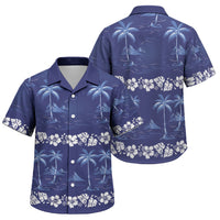 Blue Hawaii Palm Tree Hibiscus Family Matching Mermaid Dress and Hawaiian Shirt Fantasy Summer Vibe