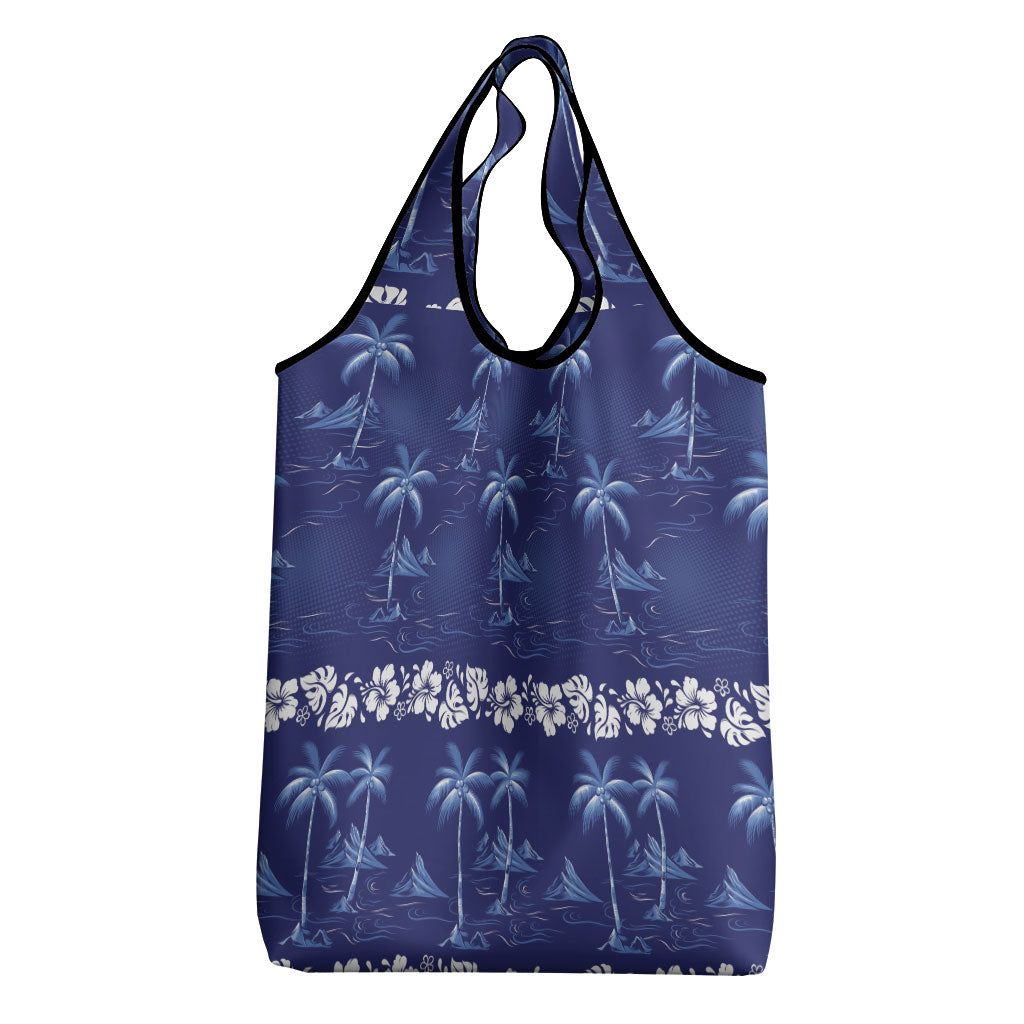Blue Hawaii Palm Tree Hibiscus Grocery Bag Fantasy Summer Vibe LT01 - Polynesian Pride