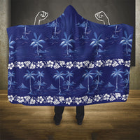 Blue Hawaii Palm Tree Hibiscus Hooded Blanket Fantasy Summer Vibe LT01 - Polynesian Pride