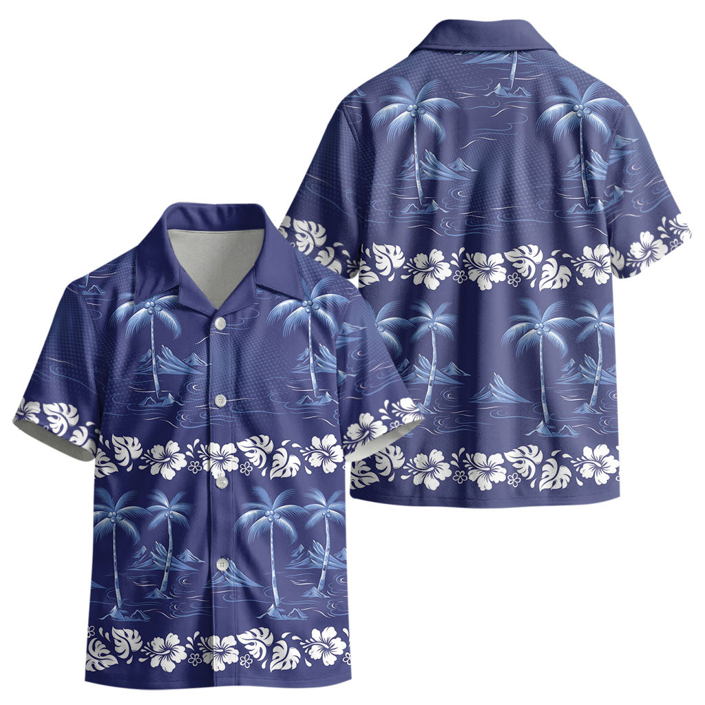 Blue Hawaii Palm Tree Hibiscus Kid Hawaiian Shirt Fantasy Summer Vibe LT01 - Polynesian Pride