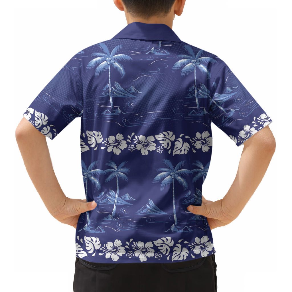 Blue Hawaii Palm Tree Hibiscus Kid Hawaiian Shirt Fantasy Summer Vibe LT01 - Polynesian Pride