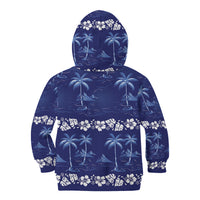 Blue Hawaii Palm Tree Hibiscus Kid Hoodie Fantasy Summer Vibe
