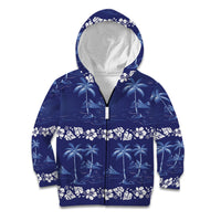 Blue Hawaii Palm Tree Hibiscus Kid Hoodie Fantasy Summer Vibe
