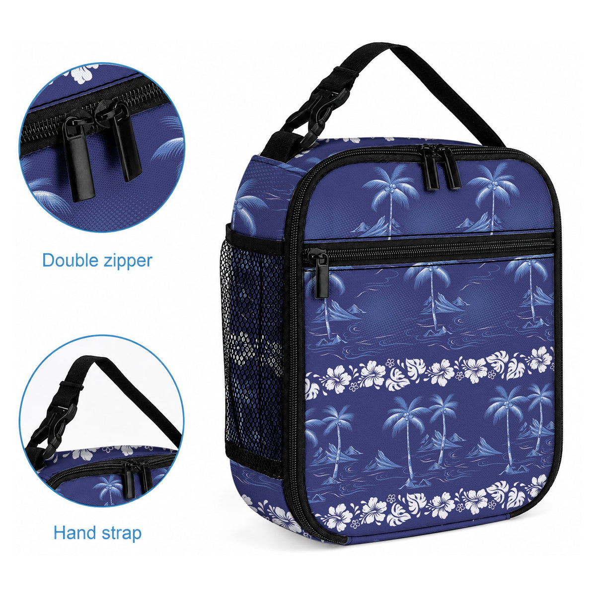 Blue Hawaii Palm Tree Hibiscus Lunch Bag Fantasy Summer Vibe
