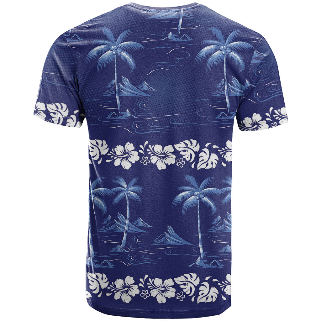 Blue Hawaii Palm Tree Hibiscus T Shirt Fantasy Summer Vibe LT01 - Polynesian Pride