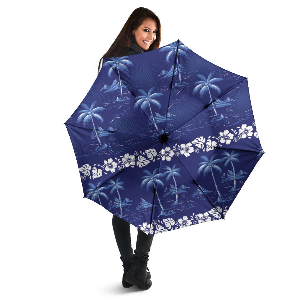 Blue Hawaii Palm Tree Hibiscus Umbrella Fantasy Summer Vibe LT01 - Polynesian Pride