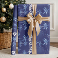 Blue Hawaii Palm Tree Hibiscus Wrapping Paper Fantasy Summer Vibe LT01 - Polynesian Pride