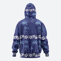 Blue Hawaii Palm Tree Hibiscus Zip Hoodie Fantasy Summer Vibe LT01 - Polynesian Pride