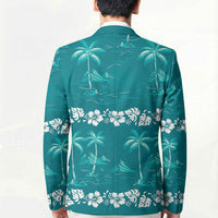 Cyan Hawaii Palm Tree Hibiscus Blazer Fantasy Summer Vibe LT01 - Polynesian Pride
