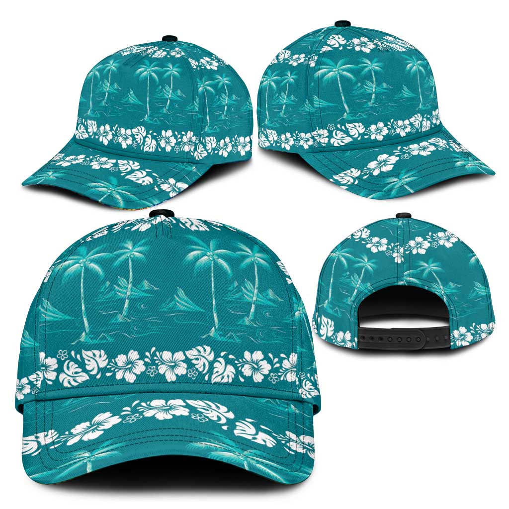 Cyan Hawaii Palm Tree Hibiscus Classic Cap Fantasy Summer Vibe LT01 - Polynesian Pride