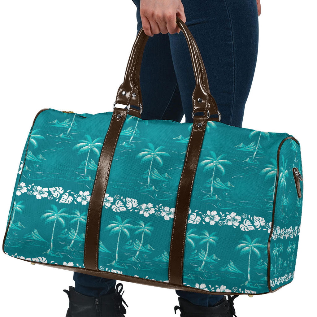 Cyan Hawaii Palm Tree Hibiscus Travel Bag Fantasy Summer Vibe LT01 - Polynesian Pride