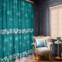 Cyan Hawaii Palm Tree Hibiscus Window Curtain Fantasy Summer Vibe LT01 - Polynesian Pride