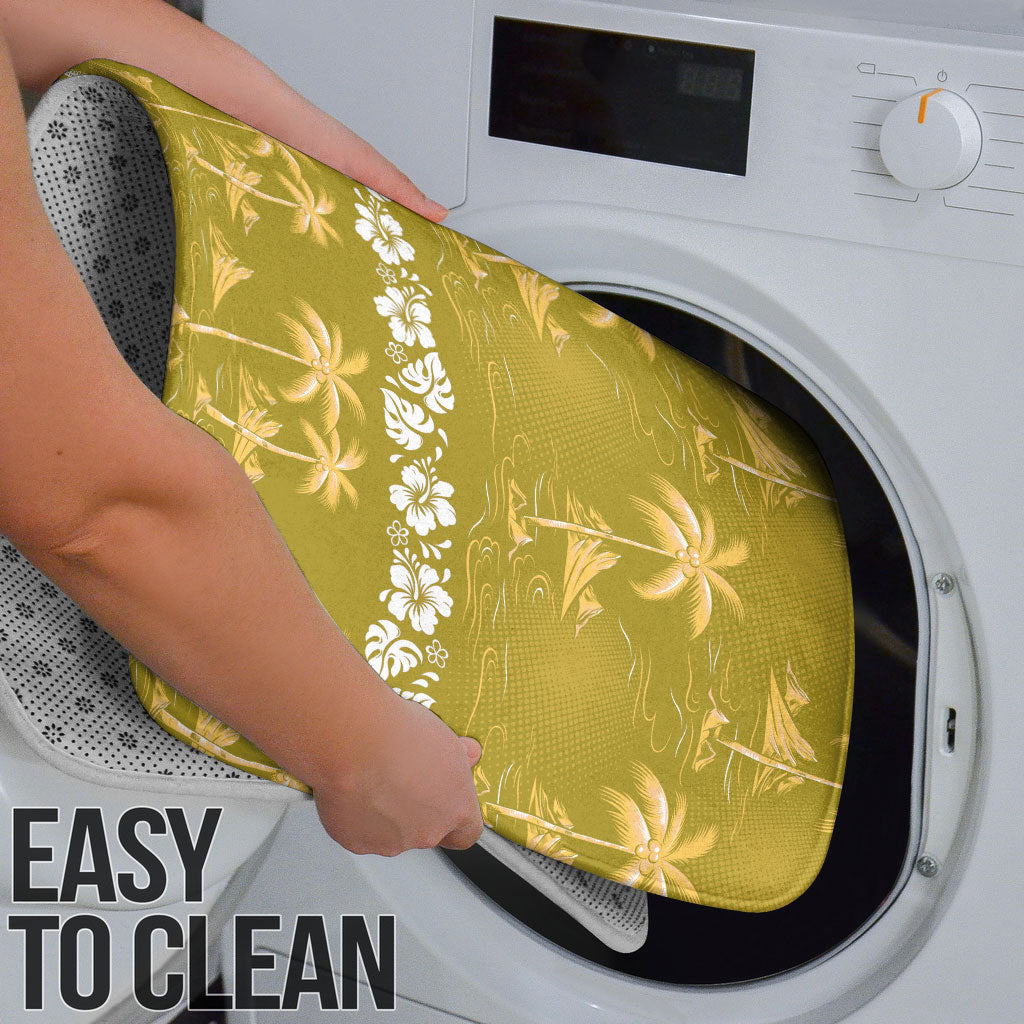 Yellow Hawaii Palm Tree Hibiscus Bathroom Set Fantasy Summer Vibe LT01 - Polynesian Pride