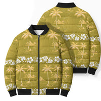 Yellow Hawaii Palm Tree Hibiscus Bomber Puffer Jacket Fantasy Summer Vibe LT01 - Polynesian Pride
