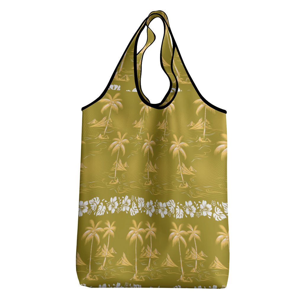 Yellow Hawaii Palm Tree Hibiscus Grocery Bag Fantasy Summer Vibe LT01 - Polynesian Pride