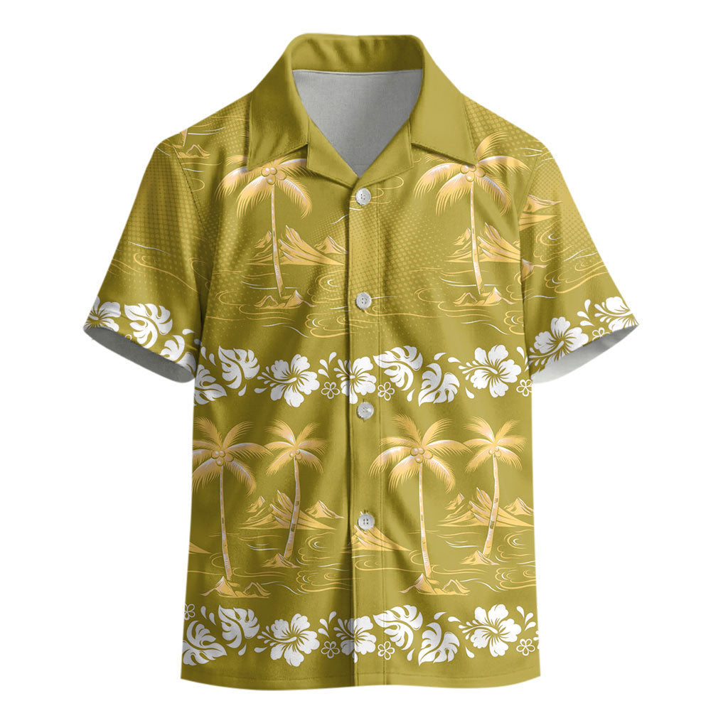 Yellow Hawaii Palm Tree Hibiscus Kid Hawaiian Shirt Fantasy Summer Vibe LT01 - Polynesian Pride
