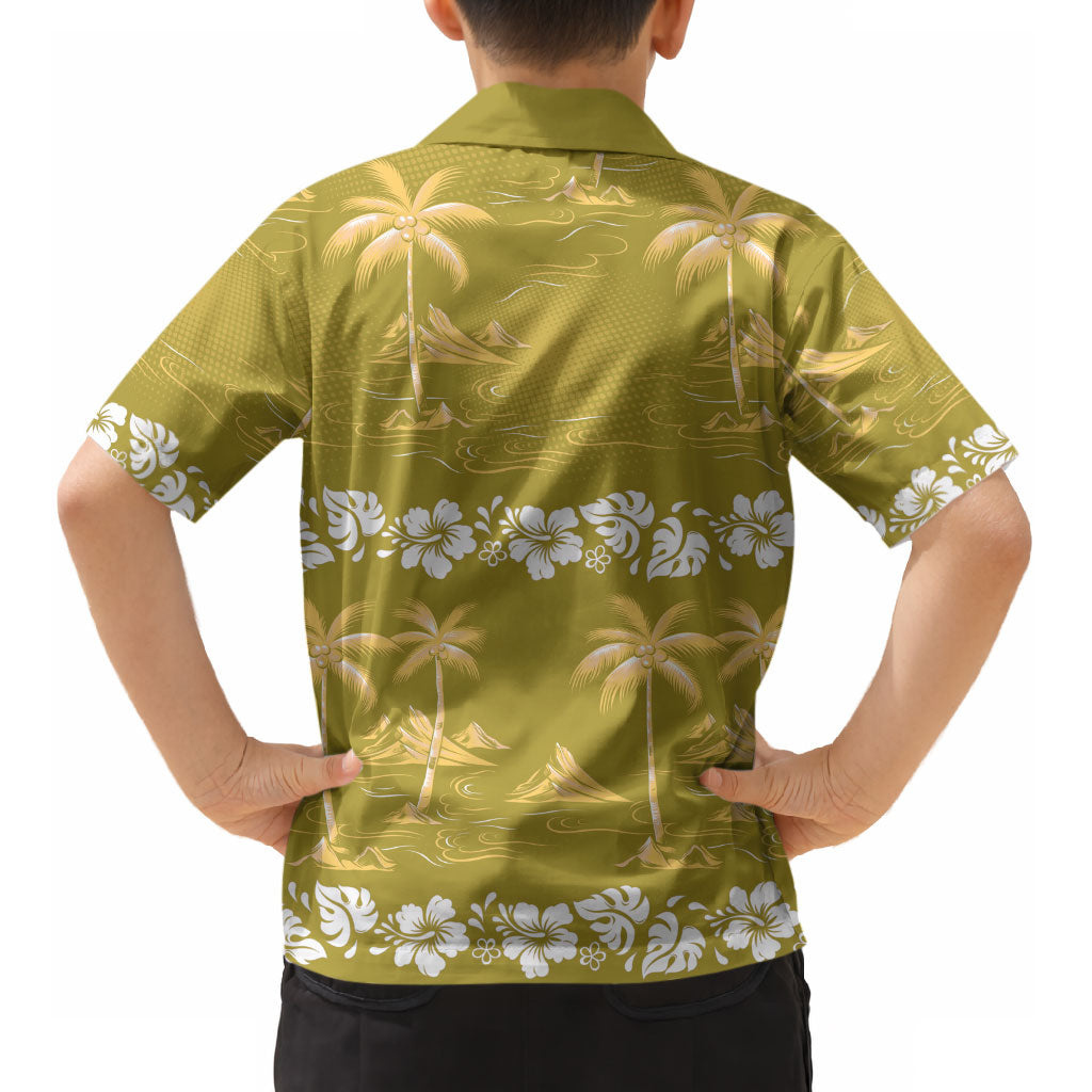 Yellow Hawaii Palm Tree Hibiscus Kid Hawaiian Shirt Fantasy Summer Vibe LT01 - Polynesian Pride