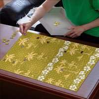 Yellow Hawaii Palm Tree Hibiscus Puzzle Fantasy Summer Vibe