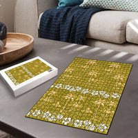 Yellow Hawaii Palm Tree Hibiscus Puzzle Fantasy Summer Vibe