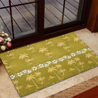 Yellow Hawaii Palm Tree Hibiscus Rubber Doormat Fantasy Summer Vibe LT01 - Polynesian Pride