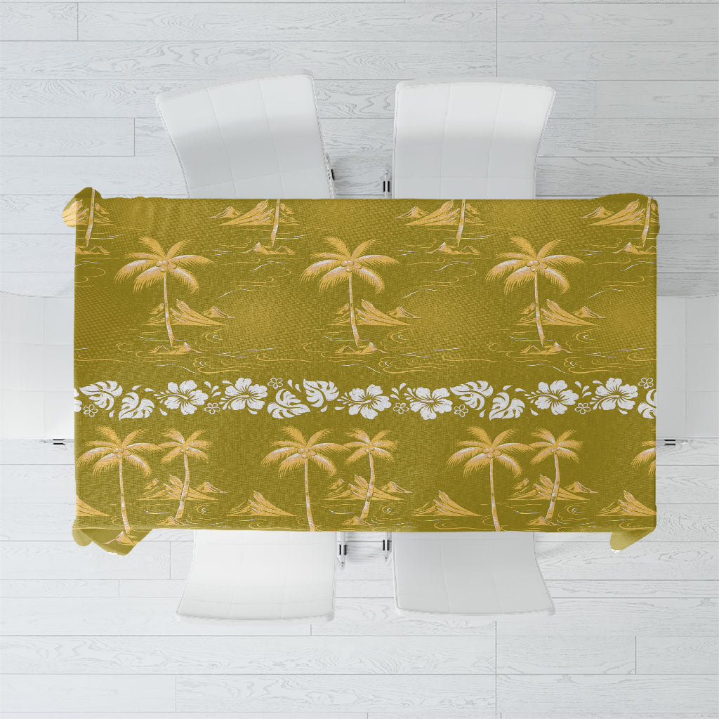 Yellow Hawaii Palm Tree Hibiscus Tablecloth Fantasy Summer Vibe LT01 Yellow - Polynesian Pride