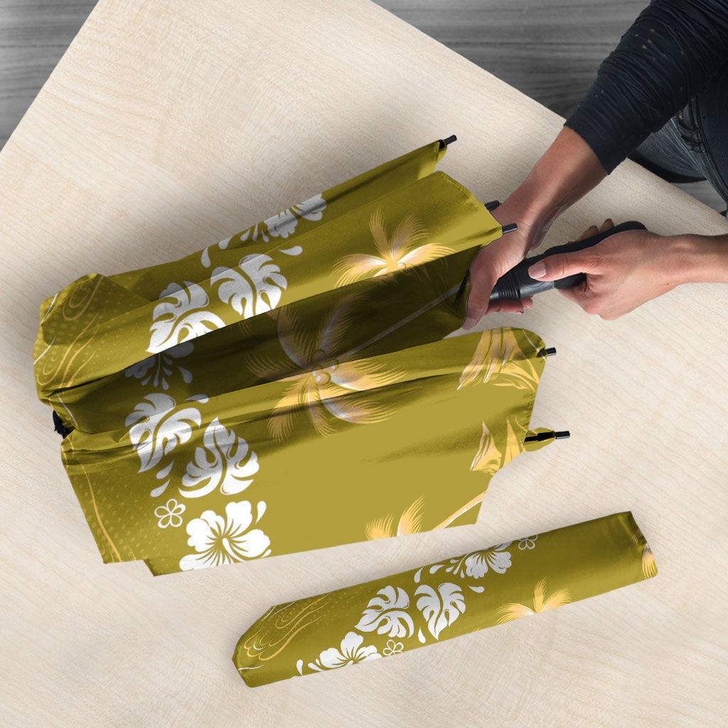 Yellow Hawaii Palm Tree Hibiscus Umbrella Fantasy Summer Vibe LT01 - Polynesian Pride