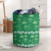 Green Hawaii Palm Tree Hibiscus Laundry Basket Fantasy Summer Vibe LT01 Green - Polynesian Pride