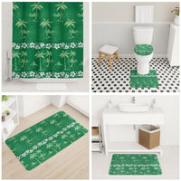 Green Hawaii Palm Tree Hibiscus Bathroom Set Fantasy Summer Vibe LT01 - Polynesian Pride