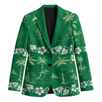 Green Hawaii Palm Tree Hibiscus Blazer Fantasy Summer Vibe LT01 Unisex Green - Polynesian Pride