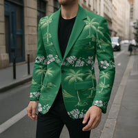 Green Hawaii Palm Tree Hibiscus Blazer Fantasy Summer Vibe LT01 - Polynesian Pride