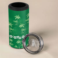 Green Hawaii Palm Tree Hibiscus 4 in 1 Can Cooler Tumbler Fantasy Summer Vibe LT01 - Polynesian Pride