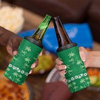 Green Hawaii Palm Tree Hibiscus 4 in 1 Can Cooler Tumbler Fantasy Summer Vibe LT01 - Polynesian Pride