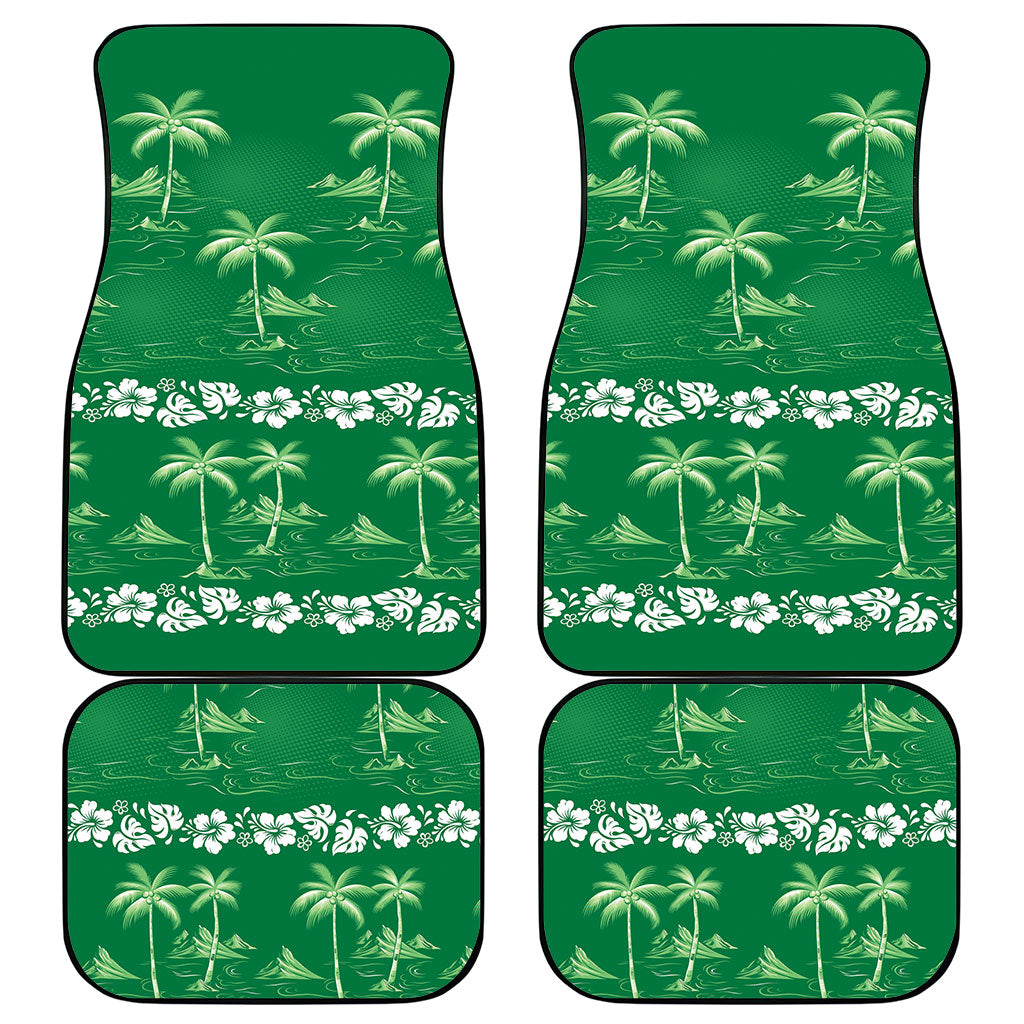 Green Hawaii Palm Tree Hibiscus Car Mats Fantasy Summer Vibe LT01 - Polynesian Pride