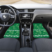 Green Hawaii Palm Tree Hibiscus Car Mats Fantasy Summer Vibe LT01 Set 2pcs - Front Green - Polynesian Pride