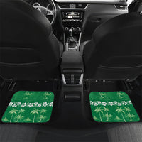 Green Hawaii Palm Tree Hibiscus Car Mats Fantasy Summer Vibe LT01 Set 2pcs - Back Green - Polynesian Pride