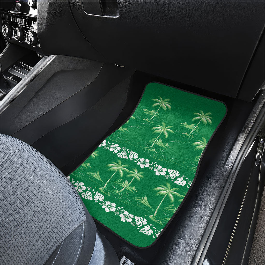 Green Hawaii Palm Tree Hibiscus Car Mats Fantasy Summer Vibe LT01 - Polynesian Pride