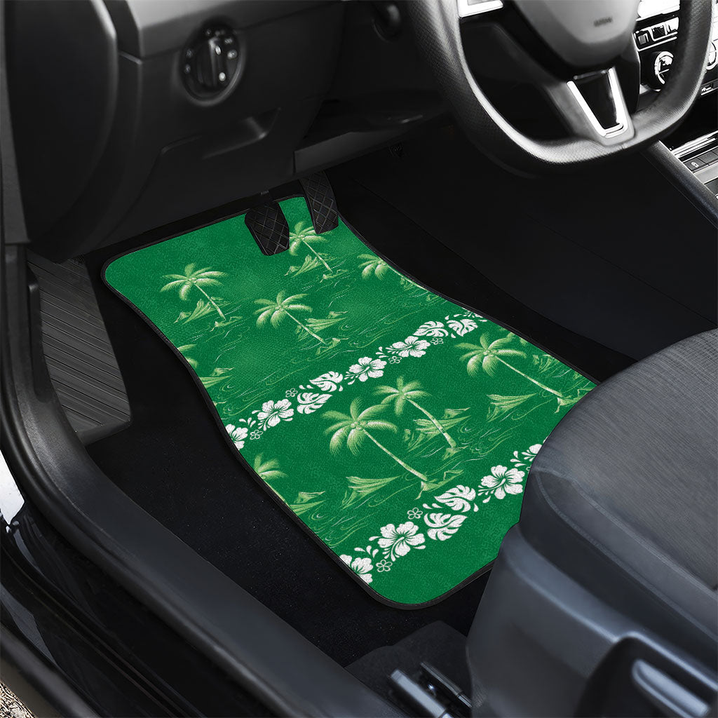 Green Hawaii Palm Tree Hibiscus Car Mats Fantasy Summer Vibe LT01 - Polynesian Pride