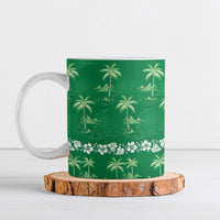 Green Hawaii Palm Tree Hibiscus Ceramic Mug Fantasy Summer Vibe LT01 Green - Polynesian Pride