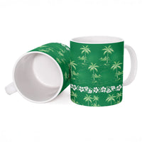 Green Hawaii Palm Tree Hibiscus Ceramic Mug Fantasy Summer Vibe LT01 - Polynesian Pride