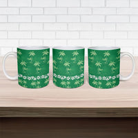 Green Hawaii Palm Tree Hibiscus Ceramic Mug Fantasy Summer Vibe LT01 - Polynesian Pride