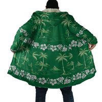 Green Hawaii Palm Tree Hibiscus Cloak Fantasy Summer Vibe