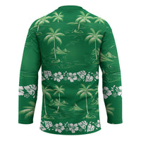 Green Hawaii Palm Tree Hibiscus Hockey Jersey Fantasy Summer Vibe LT01 - Polynesian Pride