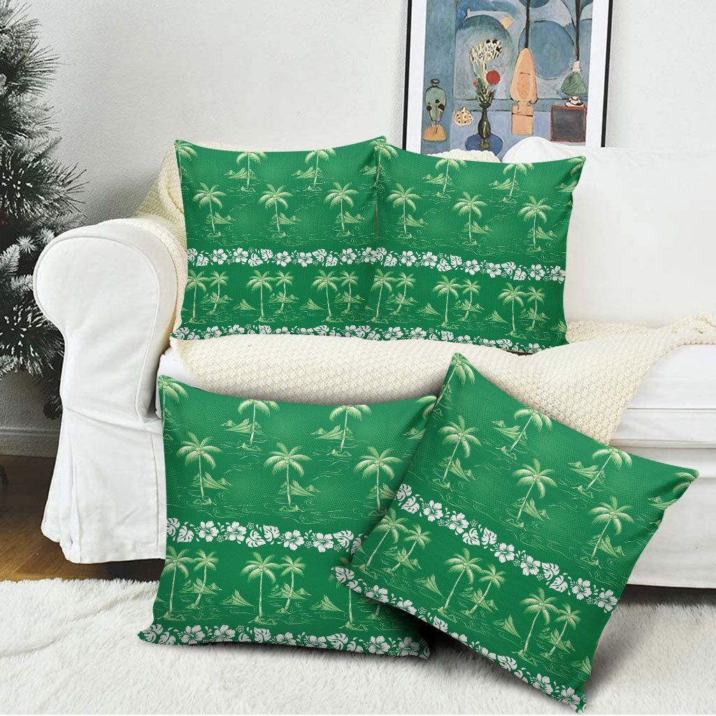 Green Hawaii Palm Tree Hibiscus Pillow Cover Fantasy Summer Vibe LT01 - Polynesian Pride