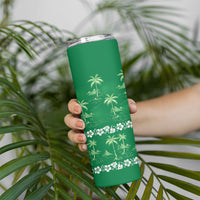 Green Hawaii Palm Tree Hibiscus Skinny Tumbler Fantasy Summer Vibe LT01 - Polynesian Pride