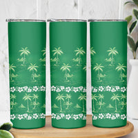 Green Hawaii Palm Tree Hibiscus Skinny Tumbler Fantasy Summer Vibe LT01 - Polynesian Pride