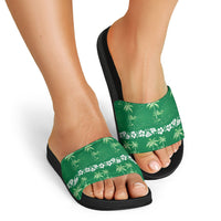 Green Hawaii Palm Tree Hibiscus Slide Sandals Fantasy Summer Vibe LT01 - Polynesian Pride
