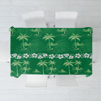 Green Hawaii Palm Tree Hibiscus Tablecloth Fantasy Summer Vibe LT01 Green - Polynesian Pride