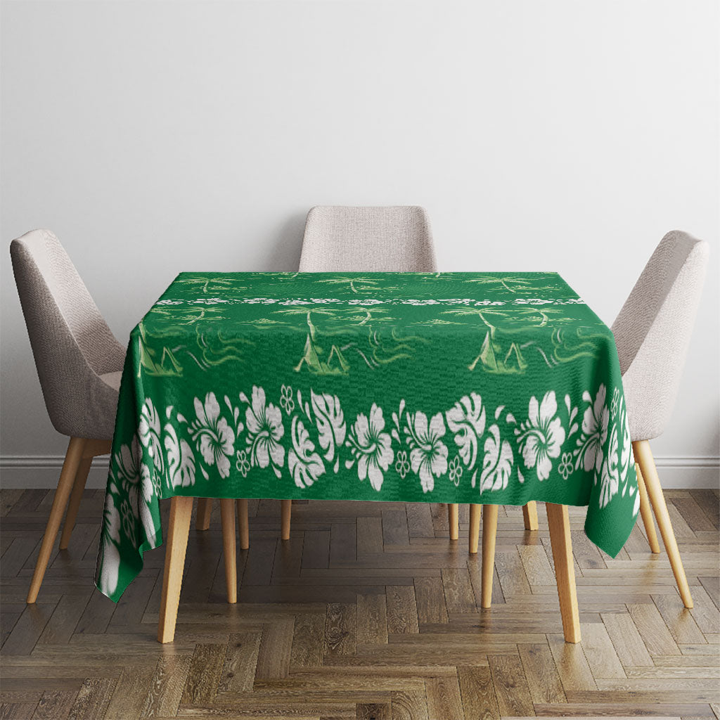 Green Hawaii Palm Tree Hibiscus Tablecloth Fantasy Summer Vibe LT01 - Polynesian Pride