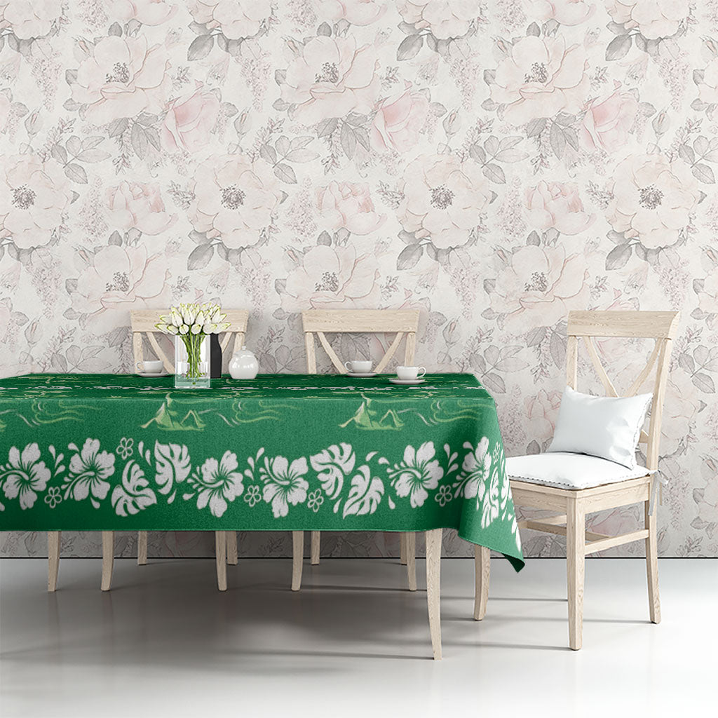 Green Hawaii Palm Tree Hibiscus Tablecloth Fantasy Summer Vibe LT01 - Polynesian Pride